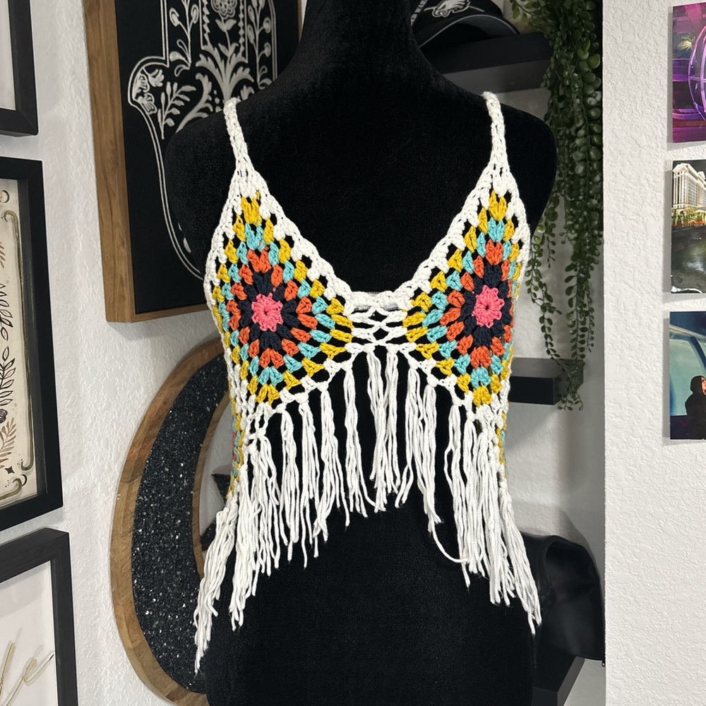 Colorful Crochet Fringe Camisole - Picture 2 of 3